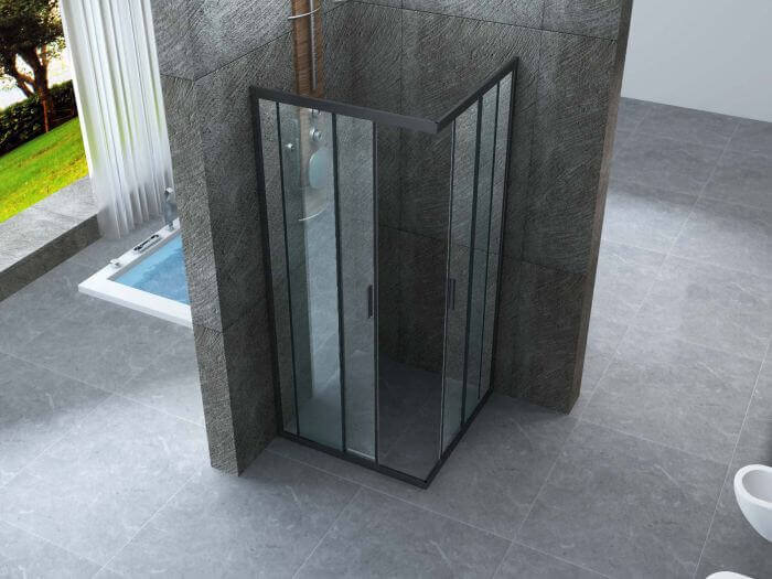 Box Doccia 6mm Anticalcare Doppio Scorrevole H190 Profili Neri - 70x80