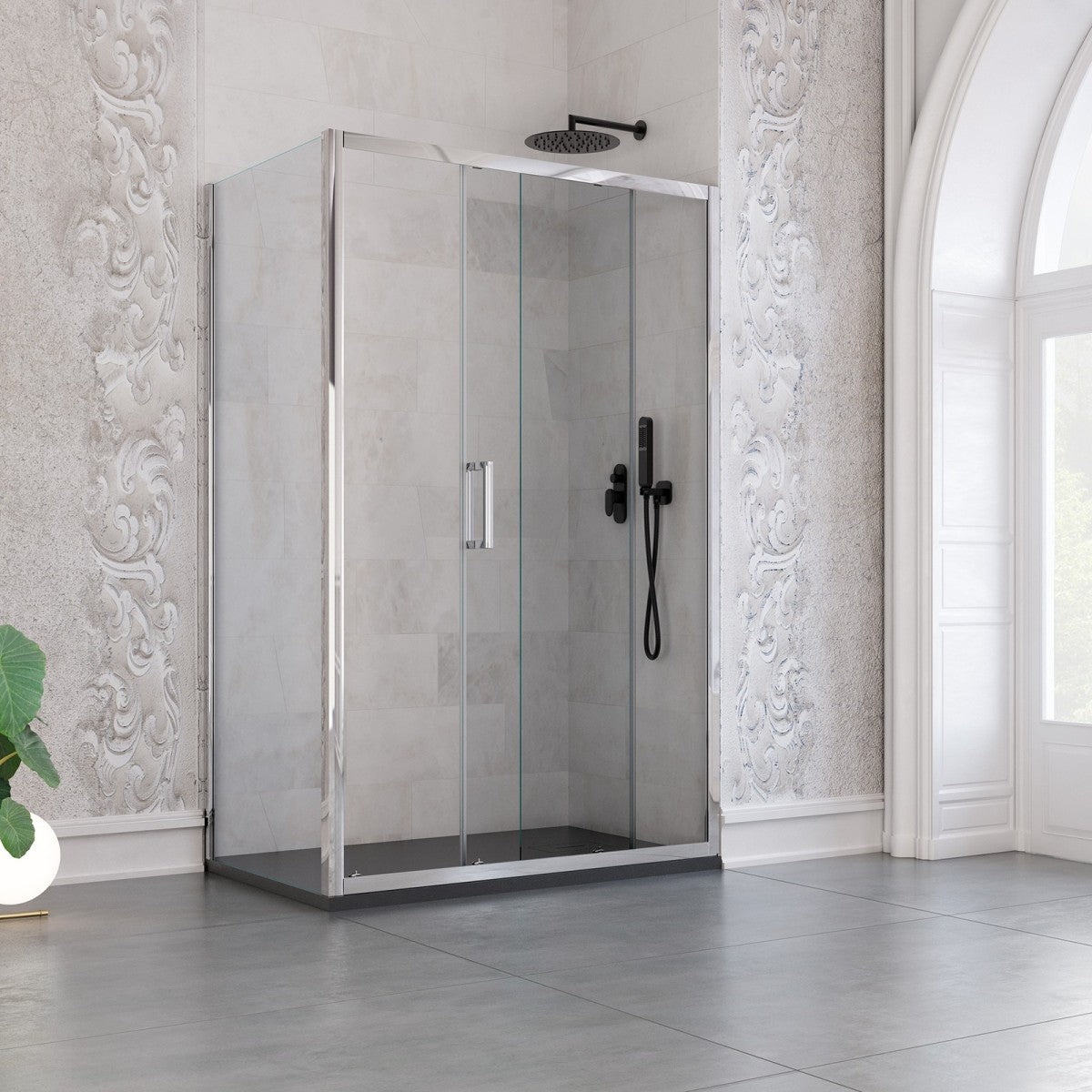 Box doccia due lati h190 anta scorrevole trasparente 6mm agatina, misura 80x120