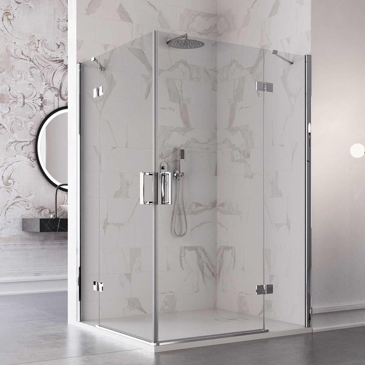 Box doccia due lati battenti 8 mm h195 anticalcare regina, misura 100x100