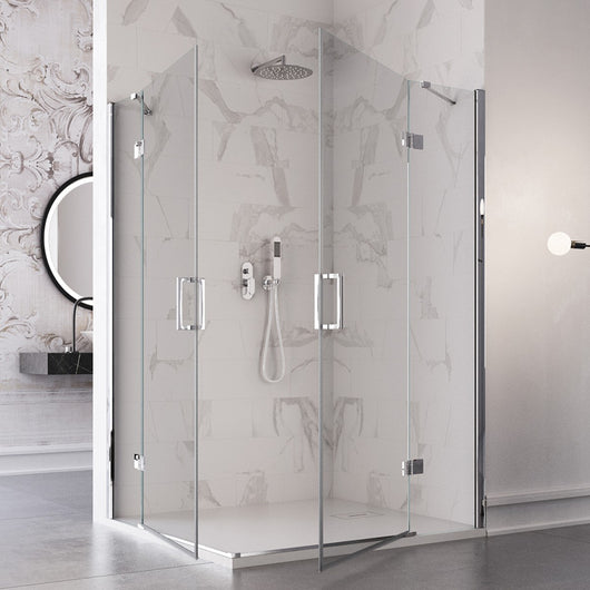 Box doccia due lati battenti 8 mm h195 anticalcare regina, misura 90x90