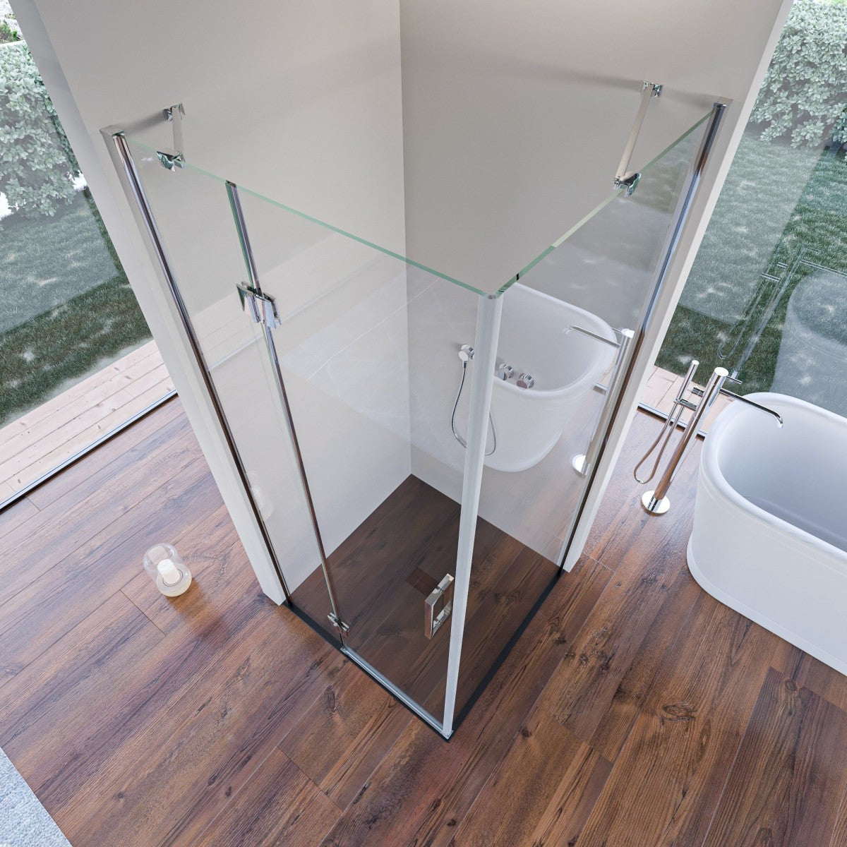 Box doccia due lati con porta battente 8mm h195 regina, misura 90x110