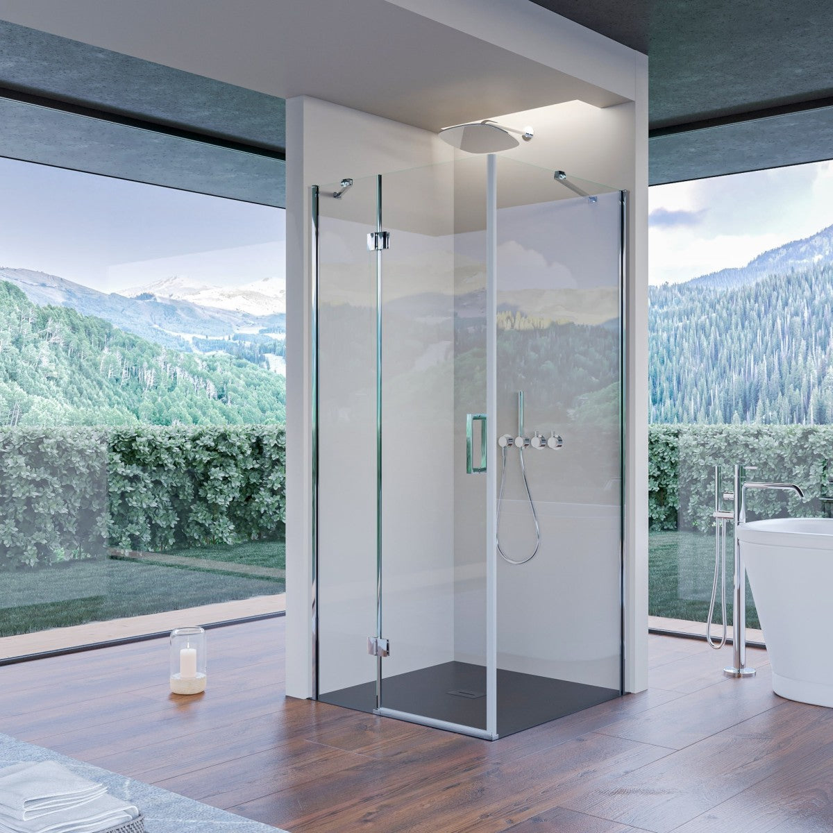 Box doccia due lati con porta battente 8mm h195 regina, misura 90x90