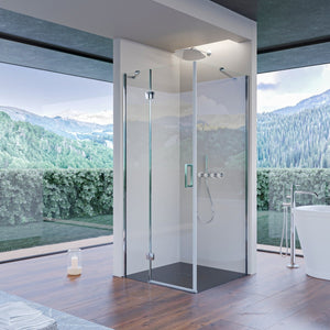 Box doccia due lati con porta battente 8mm h195 regina, misura 90x90