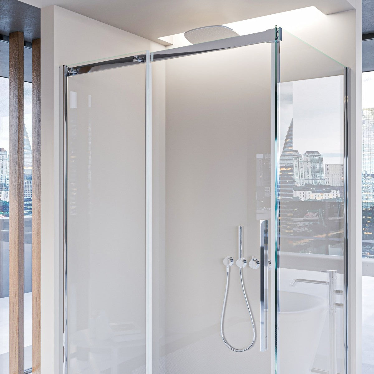 Box doccia due lati in cristallo 8mm h200cm anticalcare target, misura 90x100