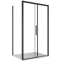 Box doccia due lati con profili neri scorrevole cristallo 6mm h195 lagoa duo, misura 70x120