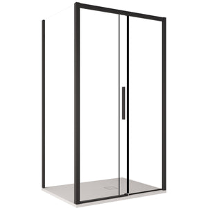 Box doccia due lati con profili neri scorrevole cristallo 6mm h195 lagoa duo, misura 70x120