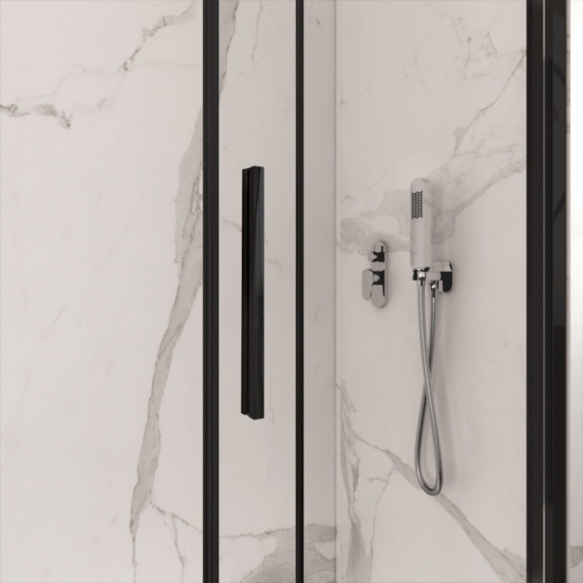 Box doccia due lati con profili neri scorrevole cristallo 6mm h195 lagoa duo, misura 70x120