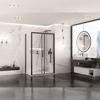 Box doccia due lati con profili neri scorrevole cristallo 6mm h195 lagoa duo, misura 80x140