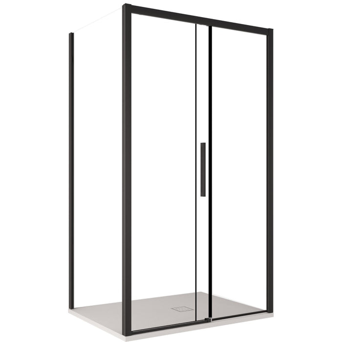 Box doccia due lati con profili neri scorrevole cristallo 6mm h195 lagoa duo, misura 70x100