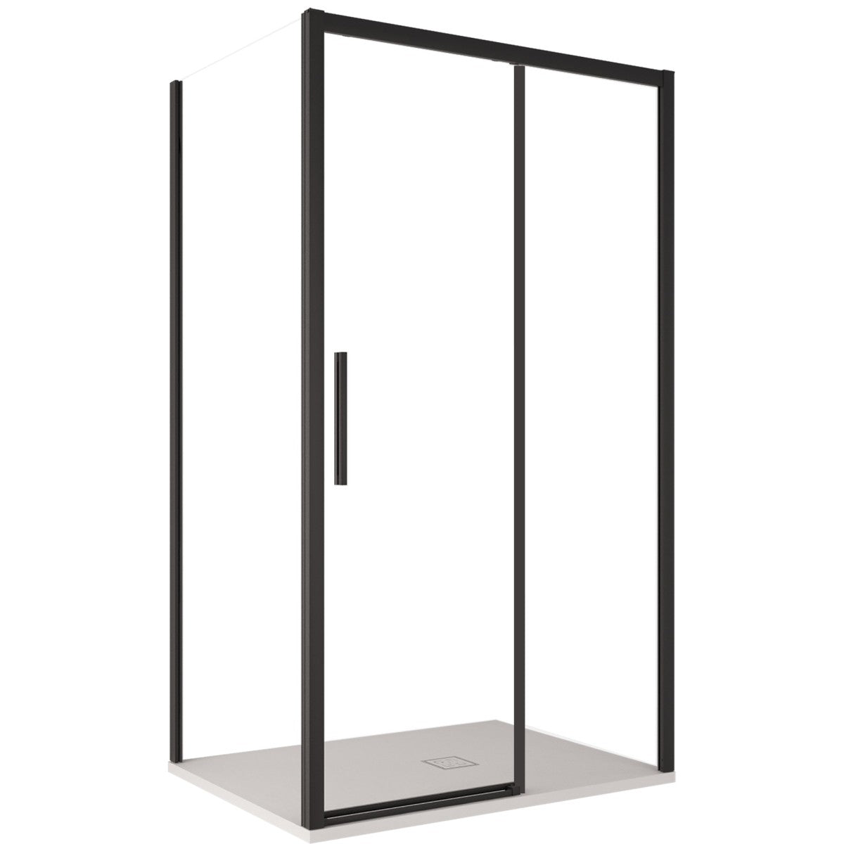 Box doccia due lati con profili neri scorrevole cristallo 6mm h195 lagoa duo, misura 70x100