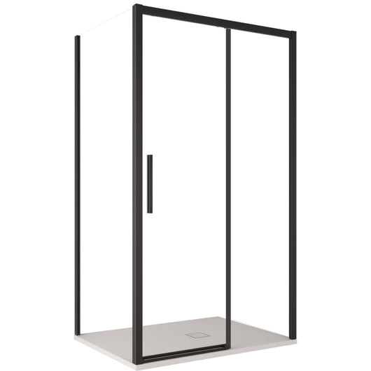 Box doccia due lati con profili neri scorrevole cristallo 6mm h195 lagoa duo, misura 70x100