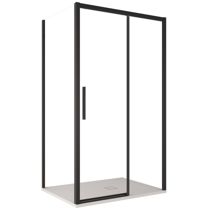 Box doccia due lati con profili neri scorrevole cristallo 6mm h195 lagoa duo, misura 70x120