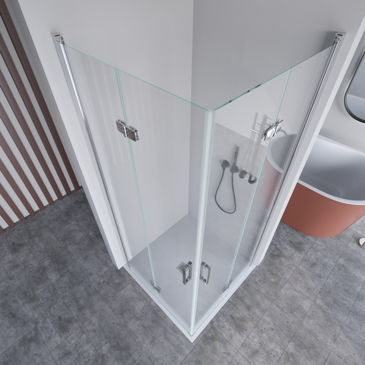 Box doccia 2 lati a soffietto trasparente senza profili 6mm h195 anticalcare rea, misura 65x90