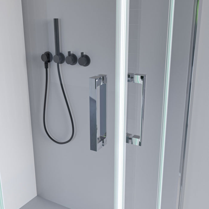 Box doccia 2 lati a soffietto trasparente senza profili 6mm h195 anticalcare rea, misura 65x80