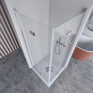 Box doccia 2 lati a soffietto trasparente senza profili 6mm h195 anticalcare rea, misura 65x65