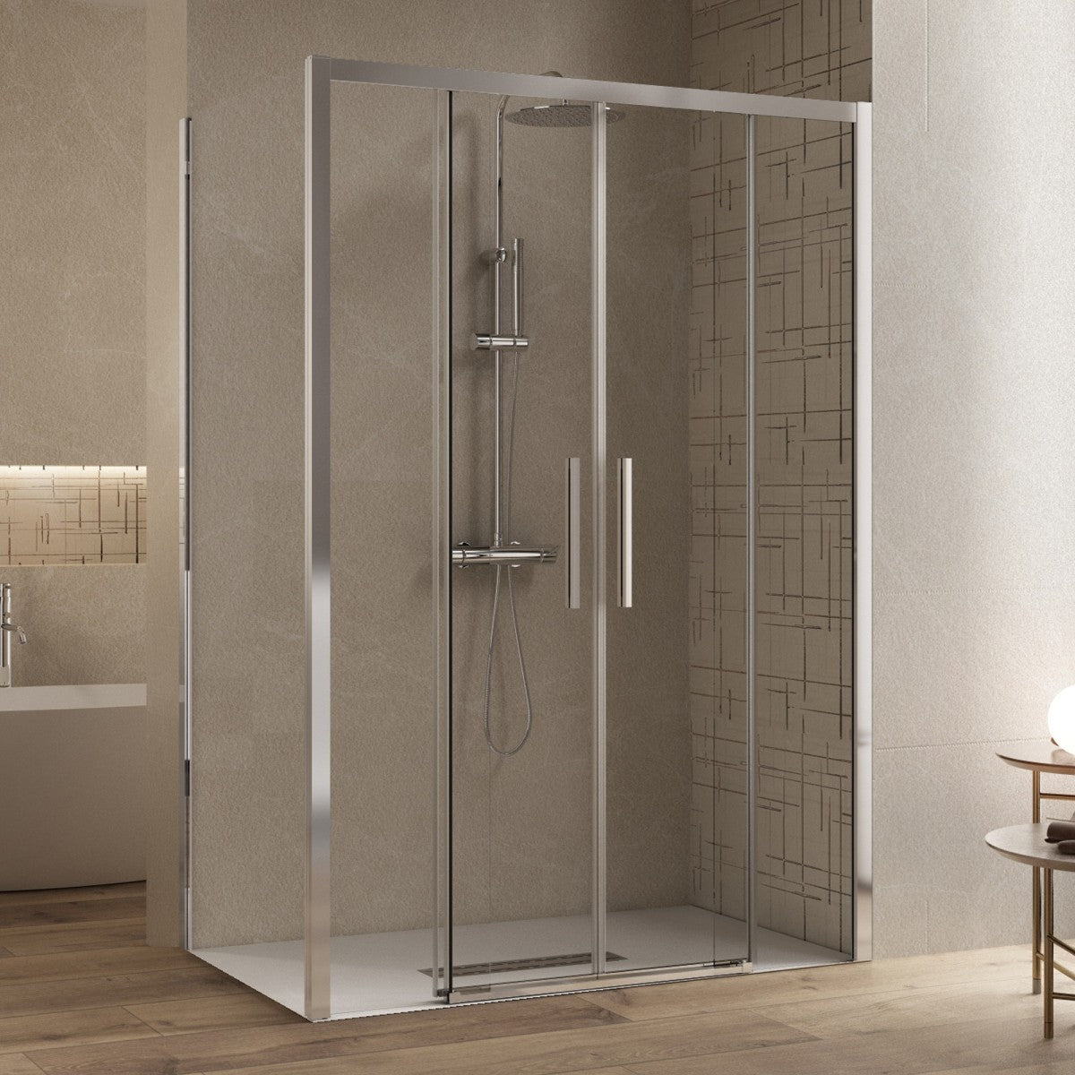 Box doccia due lati scorrevole lagoa duo ingresso centrale 6mm anticalcare, misura 80x170