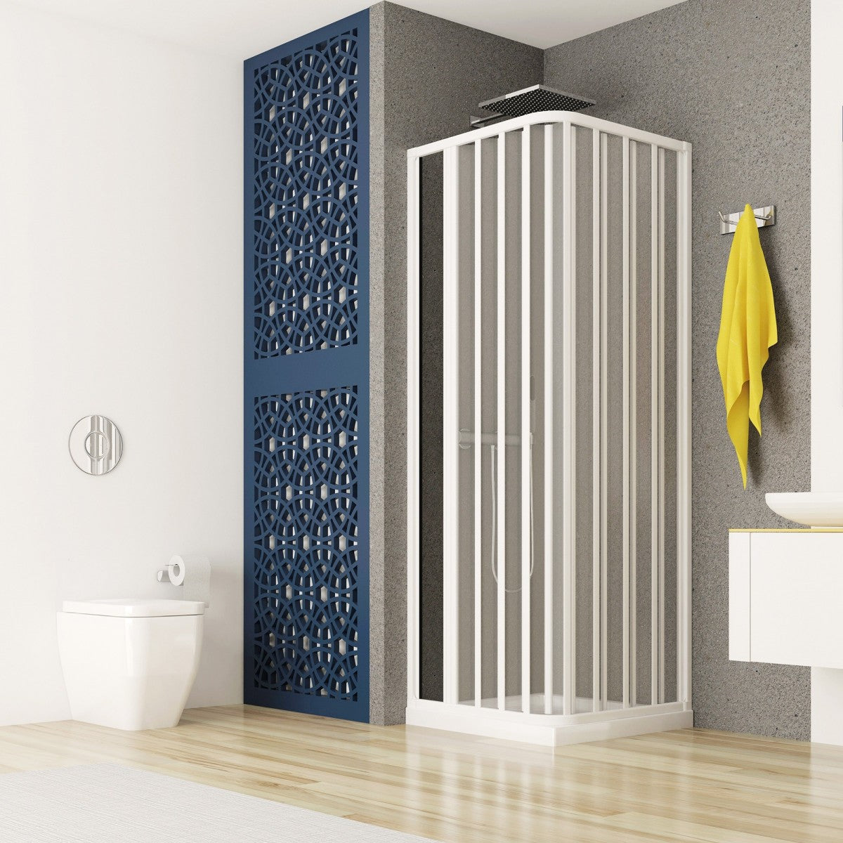 Box doccia 2 lati angolare soffietto in pvc bianco, misura 110x80