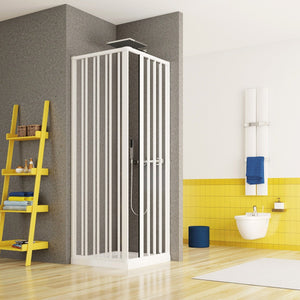 Box doccia a due lati in pvc h185 bianco, misura 130x75