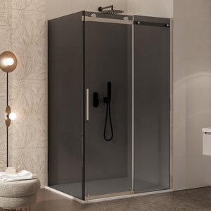 Box Doccia Vetro Fumè Due Lati Angolare 8mm Porta Scorrevole E Trattamento Anticalcare - E2.0B - 70x100