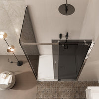 Box Doccia Vetro Fumè Due Lati Angolare 8mm Porta Scorrevole E Trattamento Anticalcare - E2.0B - 80x140