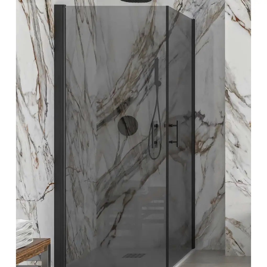 Box Doccia Fumè H200 Doppia Battente Profili Neri - 80x80