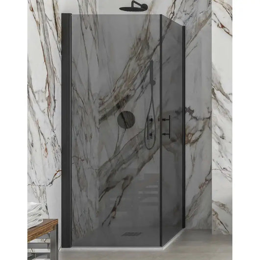 Box Doccia Fumè H200 Doppia Battente Profili Neri - 75x90