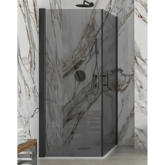 Box Doccia Fumè H200 Doppia Battente Profili Neri - 70x70