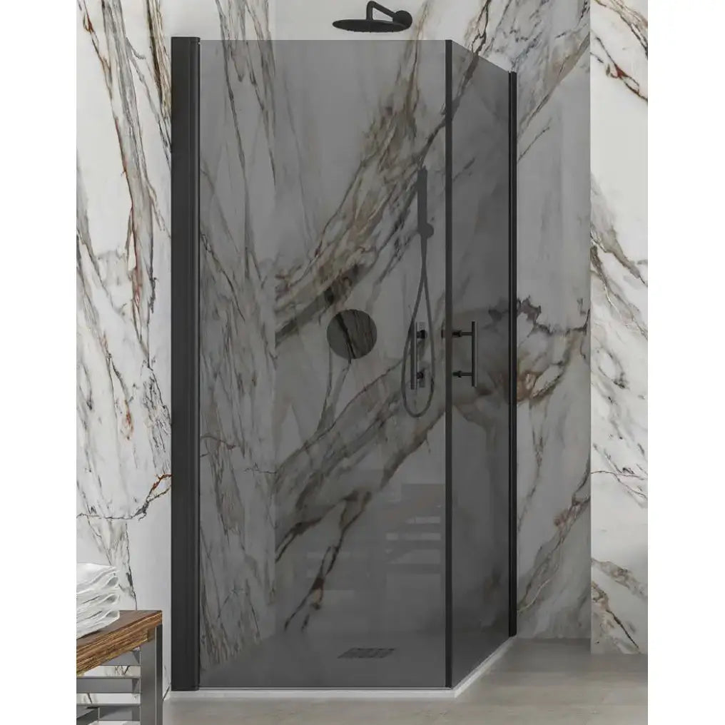 Box Doccia Fumè H200 Doppia Battente Profili Neri - 80x80