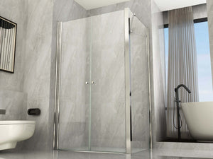 Box Doccia 8mm Porta Saloon Apertura Interna Esterna A Due Ante - Nova 2.0 - 100x80 - Ingresso Lato Corto