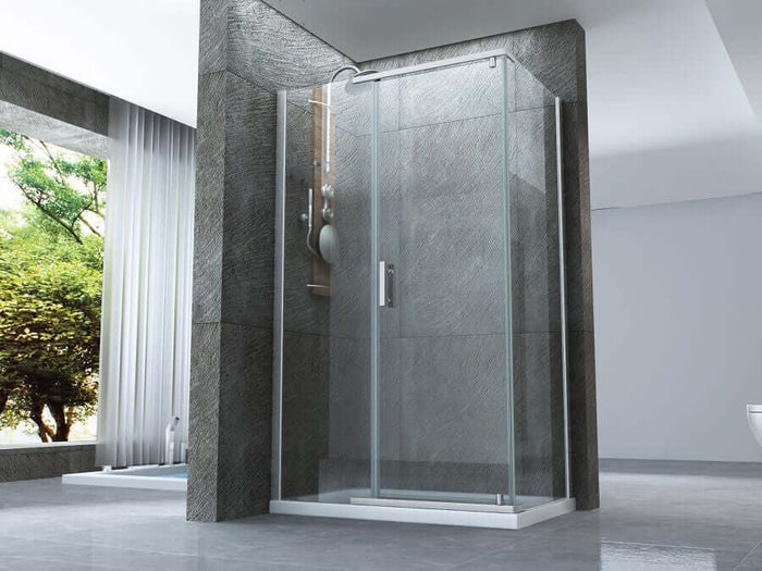 Box Doccia Anta Battente Interna Esterna Cristallo Trasparente 8mm H195 - Gemini - 90x130