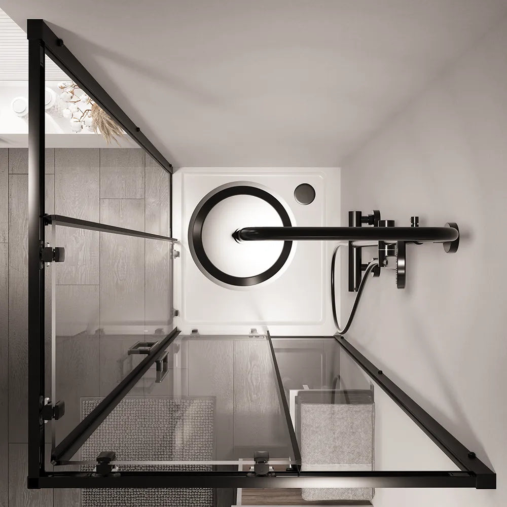 Box doccia 80x80 cm angolare doppio scorrevole profili neri vetro trasparente h190 | Java