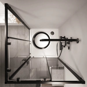 Box doccia 70x90 cm angolare doppio scorrevole profili neri vetro trasparente h190 | Java