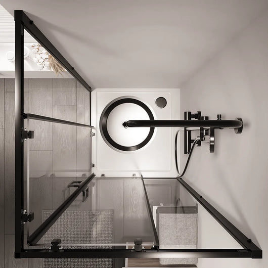 Box doccia 70x100 cm angolare doppio scorrevole profili neri vetro trasparente h190 | Java