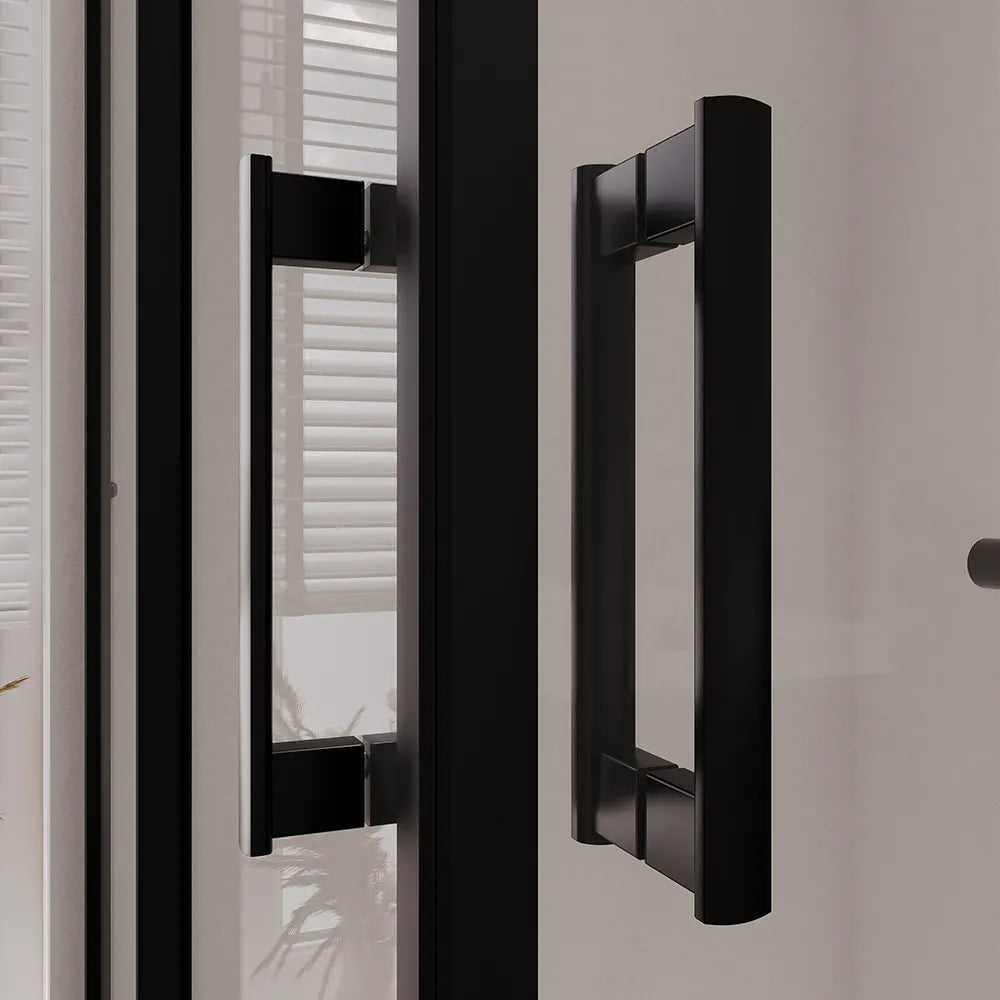 Box doccia 80x80 cm angolare doppio scorrevole profili neri vetro trasparente h190 | Java