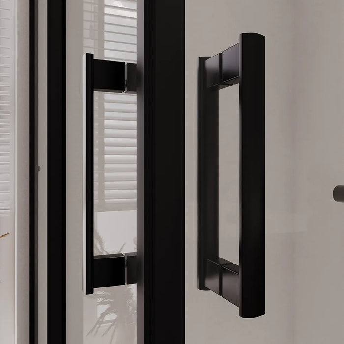 Box doccia 80x80 cm angolare doppio scorrevole profili neri vetro trasparente h190 | Java