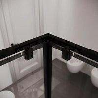 Box doccia 80x90 cm angolare doppio scorrevole profili neri vetro trasparente h190 | Java
