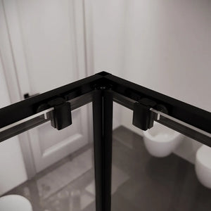 Box doccia 80x100 cm angolare doppio scorrevole profili neri vetro trasparente h190 | Java