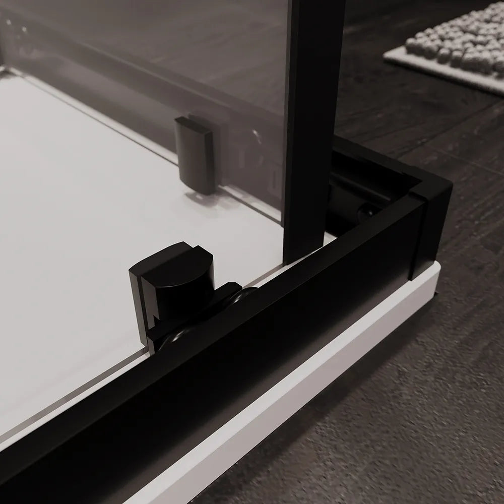 Box doccia 80x80 cm angolare doppio scorrevole profili neri vetro trasparente h190 | Java