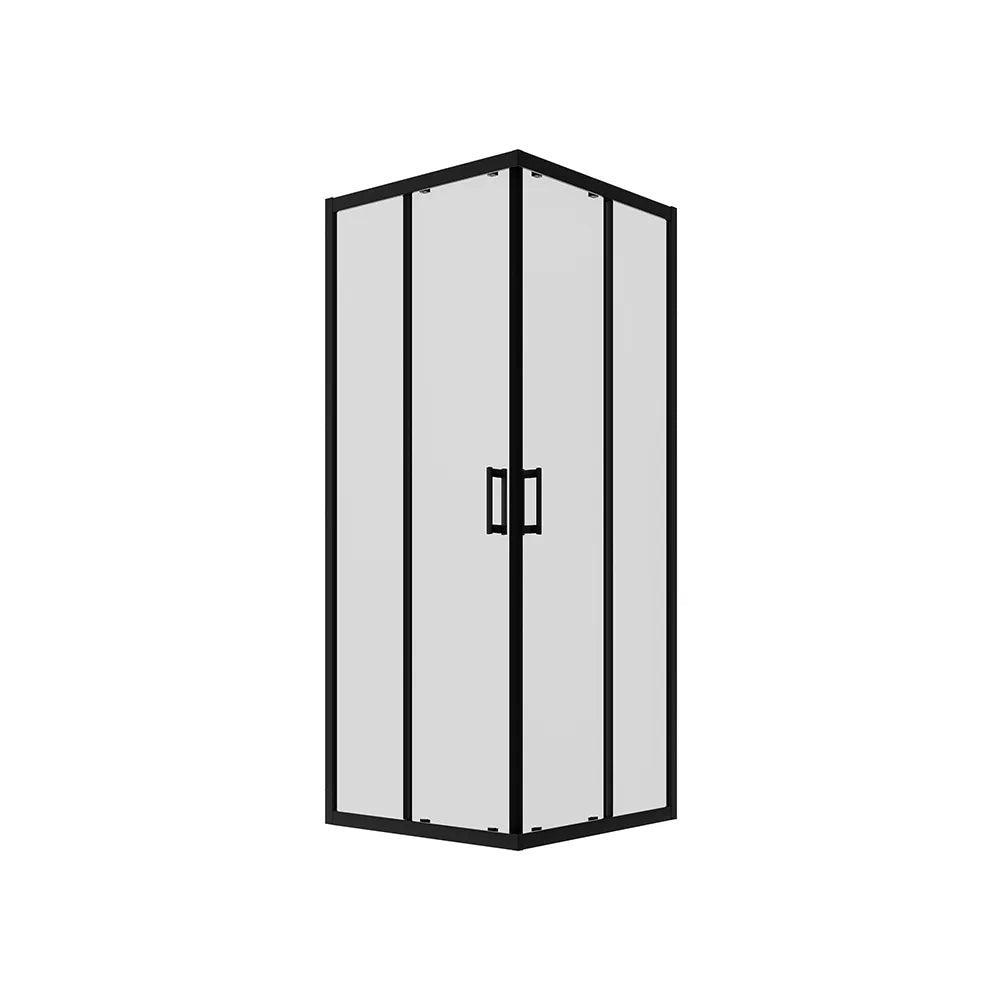 Box doccia 70x90 cm angolare doppio scorrevole profili neri vetro trasparente h190 | Java