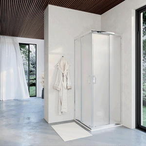 Box doccia 70x120 cm con apertura angolare due ante scorrevoli in cristallo opaco | Java