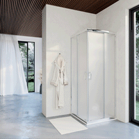 Box doccia 80x90 cm con apertura angolare due ante scorrevoli in cristallo opaco | Java