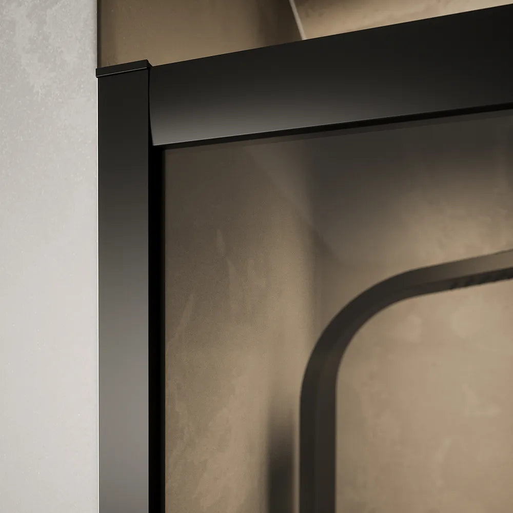 Box doccia 70x90 cm semicircolare doppio scorrevole profili neri vetro fumÃ© h190 | Java