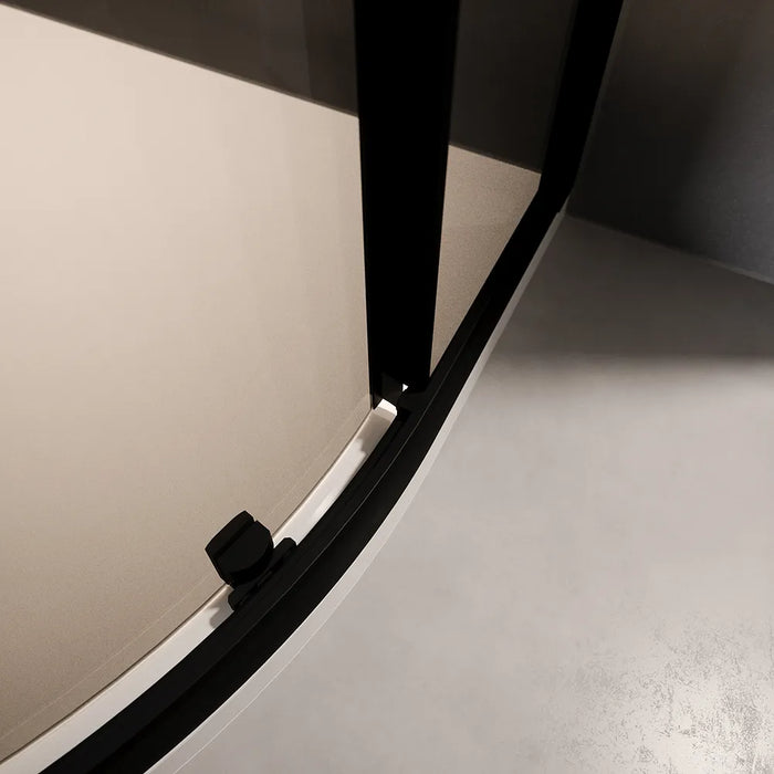 Box doccia 90x90 cm semicircolare doppio scorrevole profili neri vetro fumé h190 | Java