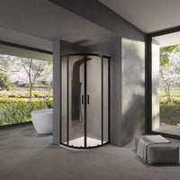 Box doccia 70x90 cm semicircolare doppio scorrevole profili neri vetro trasparente h190 | Java