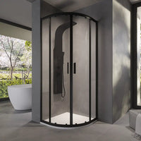Box doccia 75x75 cm semicircolare doppio scorrevole profili neri vetro trasparente h190 | Java