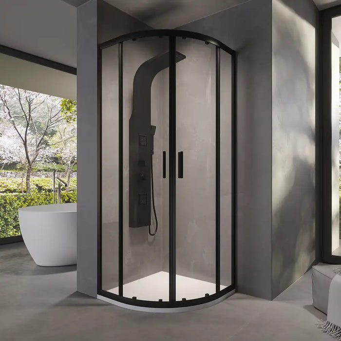Box doccia 70x90 cm semicircolare doppio scorrevole profili neri vetro trasparente h190 | Java