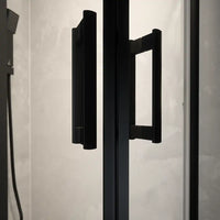 Box doccia 90x90 cm semicircolare doppio scorrevole profili neri vetro trasparente h190 | Java