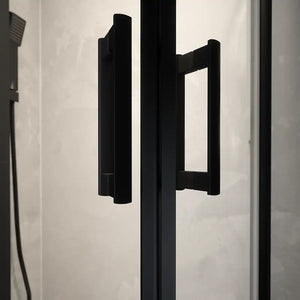 Box doccia 75x75 cm semicircolare doppio scorrevole profili neri vetro trasparente h190 | Java