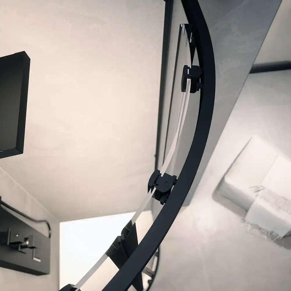 Box doccia 70x90 cm semicircolare doppio scorrevole profili neri vetro trasparente h190 | Java