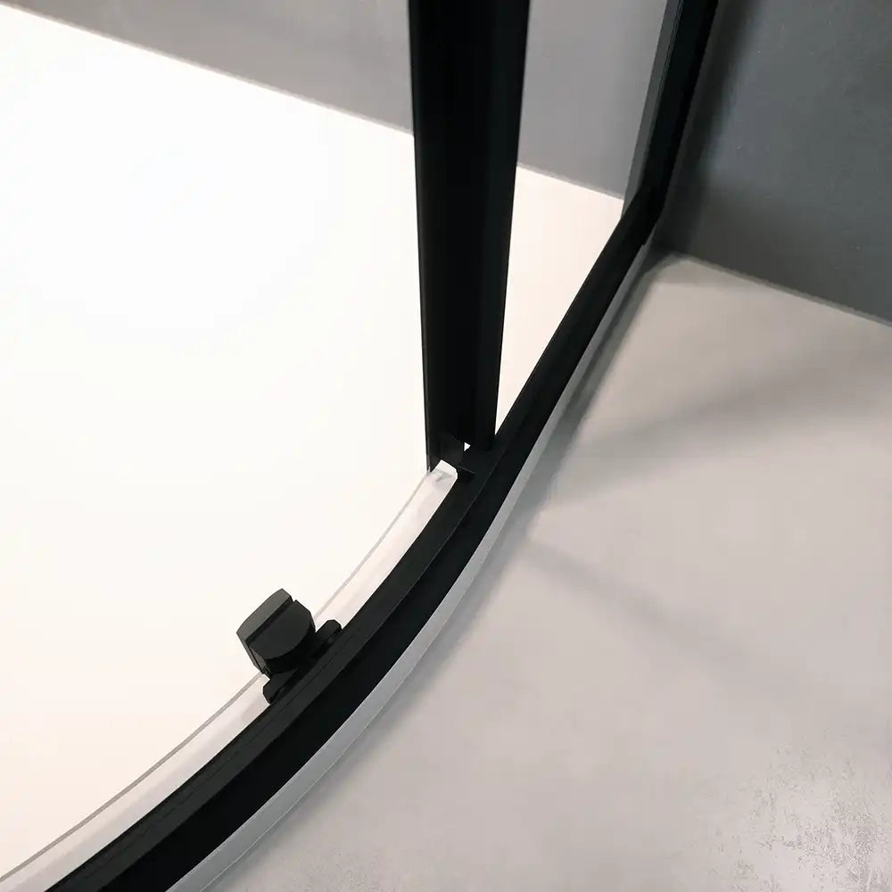 Box doccia 75x75 cm semicircolare doppio scorrevole profili neri vetro trasparente h190 | Java